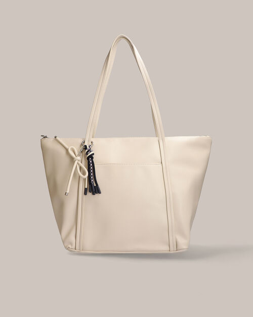Bolso Shopper Efecto Piel Beige